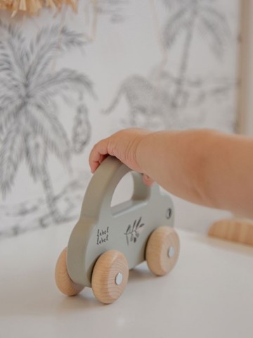 Label label little car olive green 1