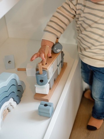 Label label stacking blocks house blue 2