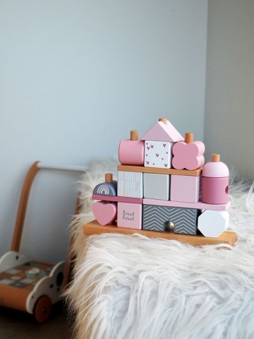 Label label stacking blocks house pink 1