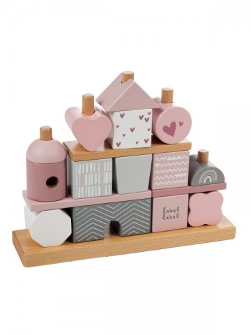 Label label stacking blocks house pink 2