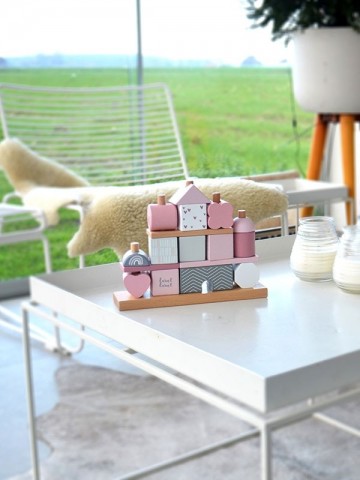 Label label stacking blocks house pink