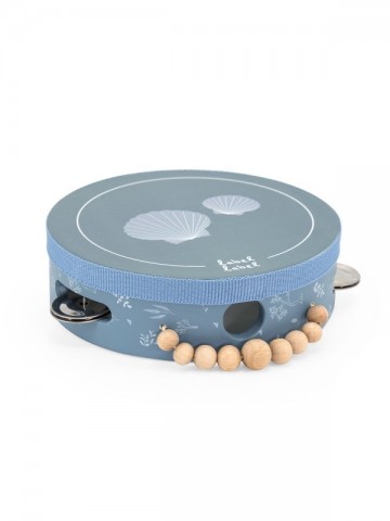 Label label wooden tambourine blue 2
